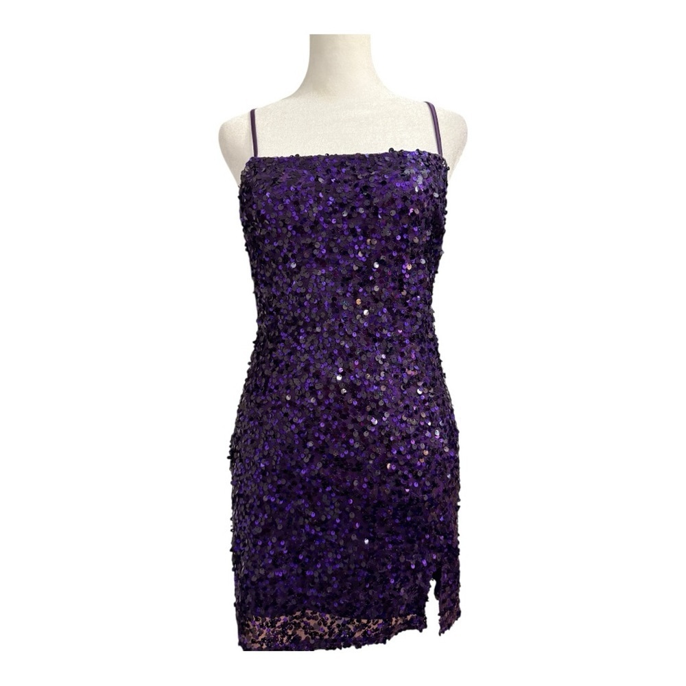 Wild Fable Purple Sequin Tie-Back Dress Small